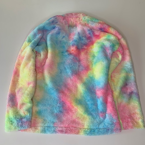 Unicorn Cotton Candy FauxFur Fleece Pullover 1/2 Zip Sweatshirt - Picture 5 of 5